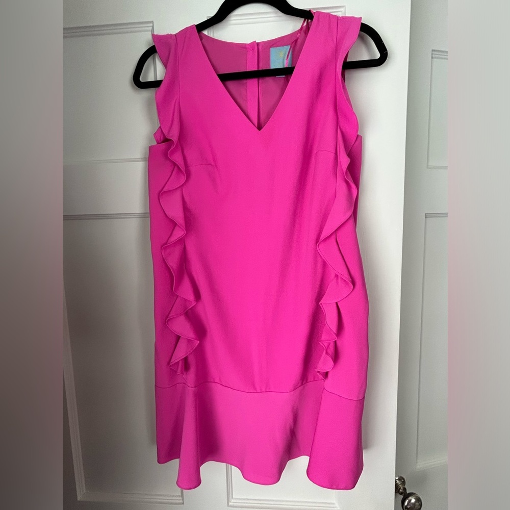 Hot pink dress with ruffles